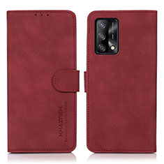 Leather Case Stands Flip Cover Holder D08Y for Oppo A74 4G Red