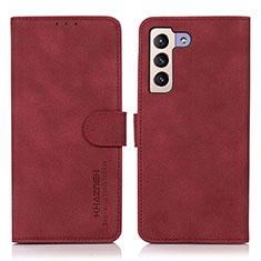 Leather Case Stands Flip Cover Holder D08Y for Samsung Galaxy S21 Plus 5G Red