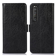 Leather Case Stands Flip Cover Holder D08Y for Sony Xperia 1 III Black