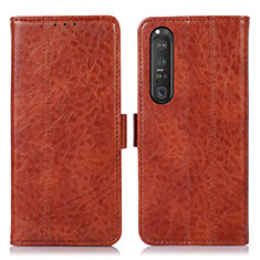 Leather Case Stands Flip Cover Holder D08Y for Sony Xperia 1 III Brown