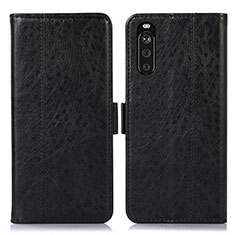 Leather Case Stands Flip Cover Holder D08Y for Sony Xperia 10 III Lite Black