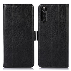 Leather Case Stands Flip Cover Holder D08Y for Sony Xperia 10 III SO-52B Black