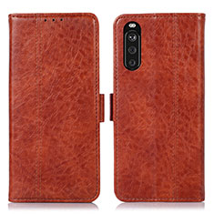 Leather Case Stands Flip Cover Holder D08Y for Sony Xperia 10 III SO-52B Brown