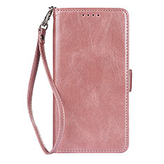 Leather Case Stands Flip Cover Holder D09T for Samsung Galaxy S21 5G Rose Gold