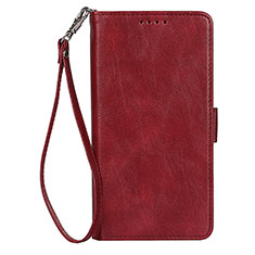 Leather Case Stands Flip Cover Holder D09T for Samsung Galaxy S22 5G Red