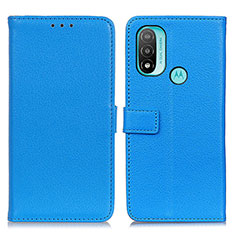 Leather Case Stands Flip Cover Holder D09Y for Motorola Moto E30 Sky Blue