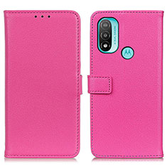 Leather Case Stands Flip Cover Holder D09Y for Motorola Moto E40 Hot Pink