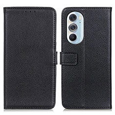 Leather Case Stands Flip Cover Holder D09Y for Motorola Moto Edge 30 Pro 5G Black