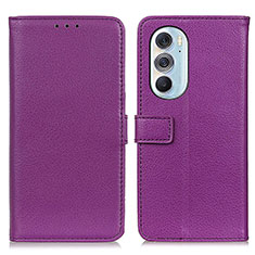 Leather Case Stands Flip Cover Holder D09Y for Motorola Moto Edge Plus (2022) 5G Purple