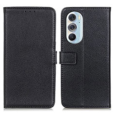 Leather Case Stands Flip Cover Holder D09Y for Motorola Moto Edge X30 5G Black