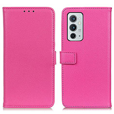 Leather Case Stands Flip Cover Holder D09Y for OnePlus 9RT 5G Hot Pink