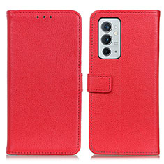 Leather Case Stands Flip Cover Holder D09Y for OnePlus 9RT 5G Red