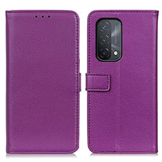 Leather Case Stands Flip Cover Holder D09Y for Oppo A54 5G Purple
