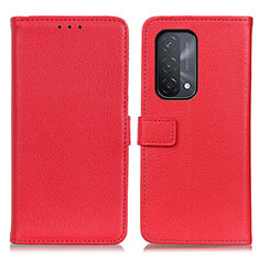 Leather Case Stands Flip Cover Holder D09Y for Oppo A54 5G Red