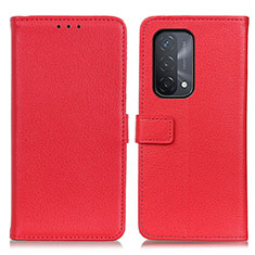 Leather Case Stands Flip Cover Holder D09Y for Oppo A74 5G Red