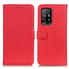 Leather Case Stands Flip Cover Holder D09Y for Oppo A94 5G Red