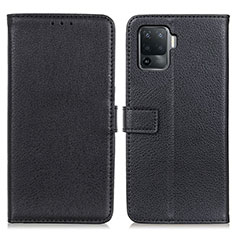 Leather Case Stands Flip Cover Holder D09Y for Oppo Reno5 F Black