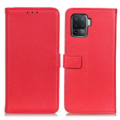 Leather Case Stands Flip Cover Holder D09Y for Oppo Reno5 F Red