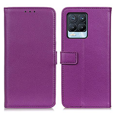 Leather Case Stands Flip Cover Holder D09Y for Realme 8 4G Purple