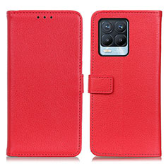 Leather Case Stands Flip Cover Holder D09Y for Realme 8 Pro Red