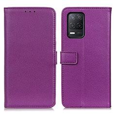 Leather Case Stands Flip Cover Holder D09Y for Realme 8s 5G Purple