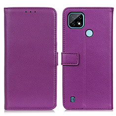 Leather Case Stands Flip Cover Holder D09Y for Realme C21 Purple