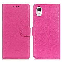 Leather Case Stands Flip Cover Holder D09Y for Samsung Galaxy A23 5G SC-56C Hot Pink