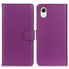 Leather Case Stands Flip Cover Holder D09Y for Samsung Galaxy A23 5G SC-56C Purple