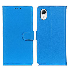 Leather Case Stands Flip Cover Holder D09Y for Samsung Galaxy A23 5G SC-56C Sky Blue