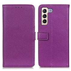 Leather Case Stands Flip Cover Holder D09Y for Samsung Galaxy S24 Plus 5G Purple