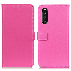 Leather Case Stands Flip Cover Holder D09Y for Sony Xperia 10 III Lite Hot Pink