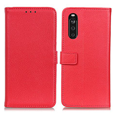 Leather Case Stands Flip Cover Holder D09Y for Sony Xperia 10 III Lite Red