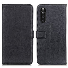 Leather Case Stands Flip Cover Holder D09Y for Sony Xperia 10 III SO-52B Black