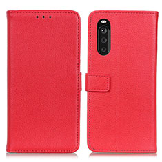 Leather Case Stands Flip Cover Holder D09Y for Sony Xperia 10 III SO-52B Red