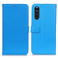 Leather Case Stands Flip Cover Holder D09Y for Sony Xperia 10 III SO-52B Sky Blue