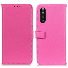 Leather Case Stands Flip Cover Holder D09Y for Sony Xperia 10 III SOG04 Hot Pink