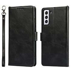 Leather Case Stands Flip Cover Holder D10T for Samsung Galaxy S21 FE 5G Black