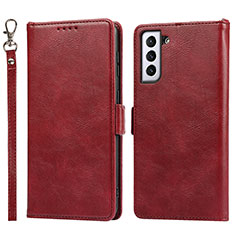 Leather Case Stands Flip Cover Holder D10T for Samsung Galaxy S21 FE 5G Red