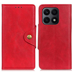 Leather Case Stands Flip Cover Holder D10Y for Huawei Honor X8a 4G Red