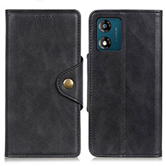 Leather Case Stands Flip Cover Holder D10Y for Motorola Moto E13 Black