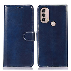 Leather Case Stands Flip Cover Holder D10Y for Motorola Moto E30 Blue