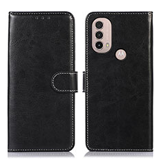 Leather Case Stands Flip Cover Holder D10Y for Motorola Moto E40 Black