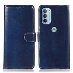 Leather Case Stands Flip Cover Holder D10Y for Motorola Moto G41 Blue