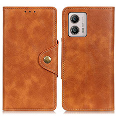 Leather Case Stands Flip Cover Holder D10Y for Motorola Moto G53 5G Brown