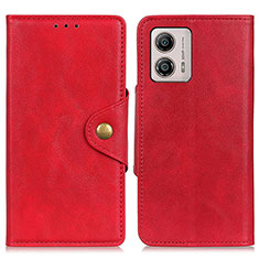 Leather Case Stands Flip Cover Holder D10Y for Motorola Moto G53j 5G Red