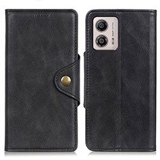 Leather Case Stands Flip Cover Holder D10Y for Motorola Moto G53y 5G Black