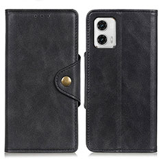 Leather Case Stands Flip Cover Holder D10Y for Motorola Moto G73 5G Black