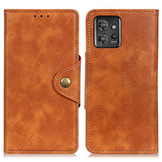 Leather Case Stands Flip Cover Holder D10Y for Motorola ThinkPhone 5G Brown