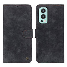 Leather Case Stands Flip Cover Holder D10Y for OnePlus Nord 2 5G Black