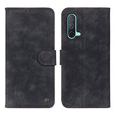 Leather Case Stands Flip Cover Holder D10Y for OnePlus Nord CE 5G Black